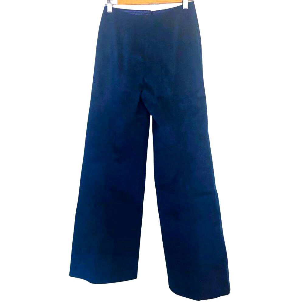 VINTAGE | 70s Wide Leg Like New Suede Pant Deep Teal/Navy High Waist